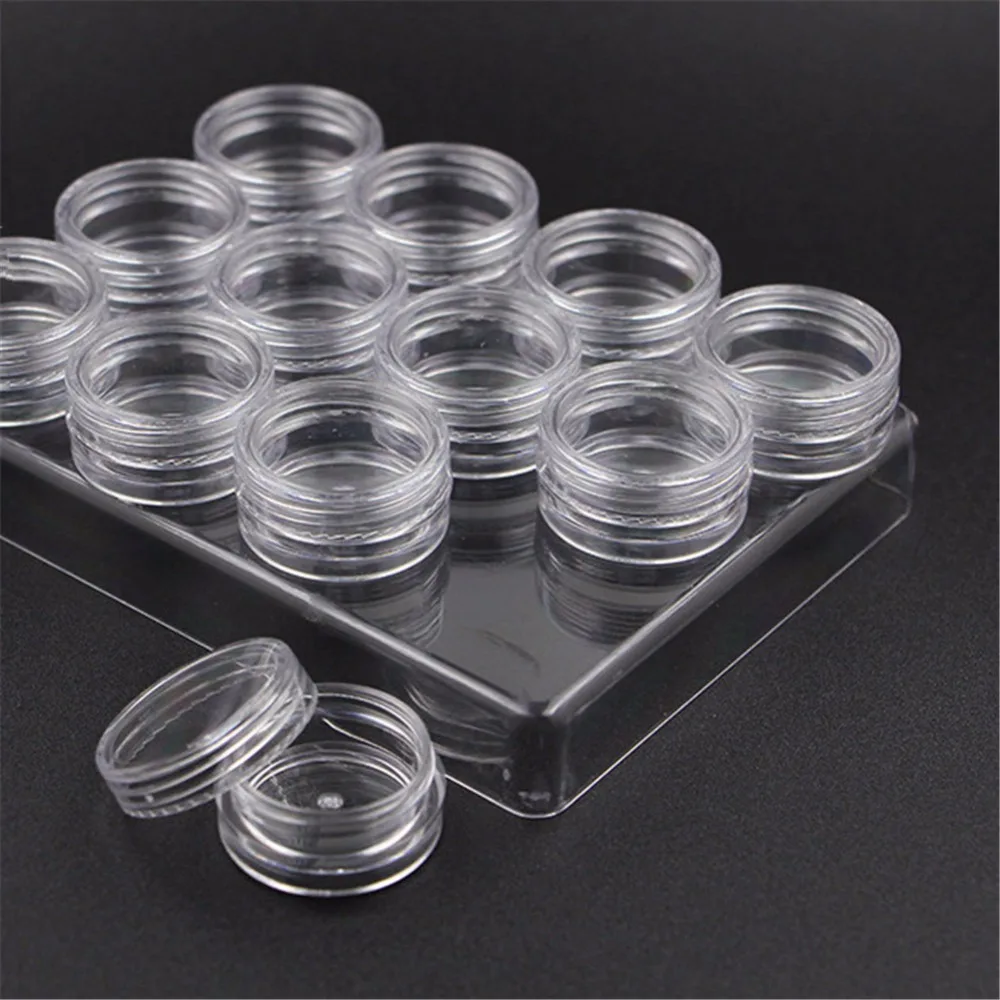 

12 Grids Makeup Organizer Transparent Small Plastic Transparent Boxes Nail Art Tip Glitter Pot Box Rhinestone Bead Jewelry Case