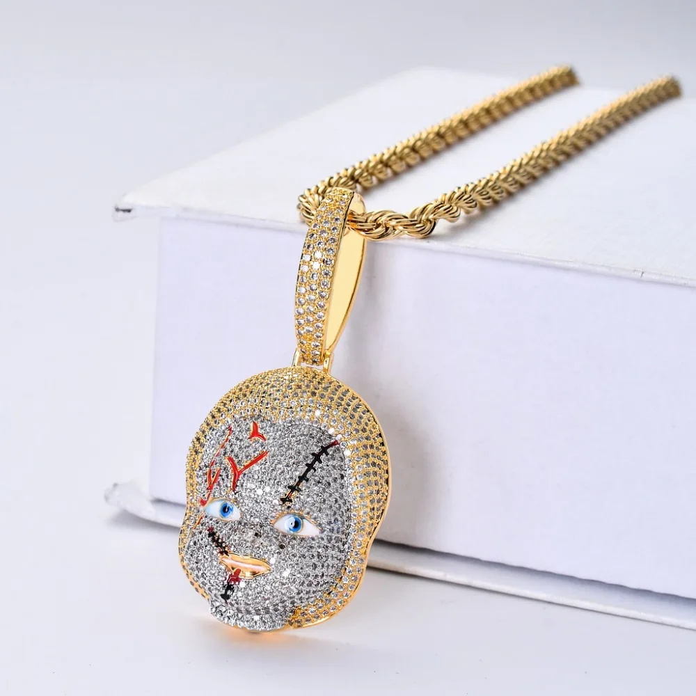 Beli Hip Hop AAA CZ Batu Membuka Bling Es Keluar Anak Bermain Benih dari Chucky Liontin Kalung untuk Pria Rapper Perhiasan warna Emas Murah Hip Hop AAA CZ Batu Membuka Bling Es Keluar Anak Bermain Benih dari Chucky Liontin Kalung untuk Pria Rapper Perhiasan warna Emas