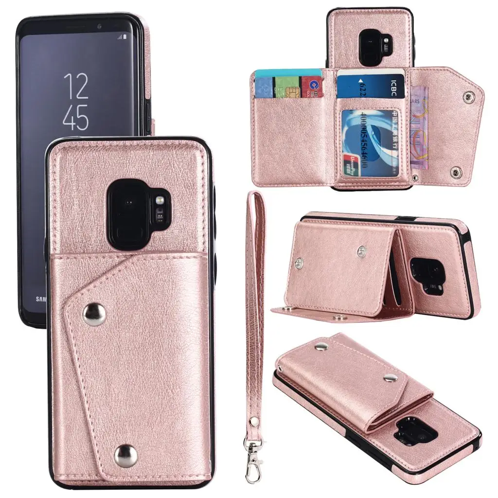 

Hxairt Fashion practical wallet business card package Case For Samsung Note8 S8 S7 S9 S9plus Cover with lanyard Phone Cases