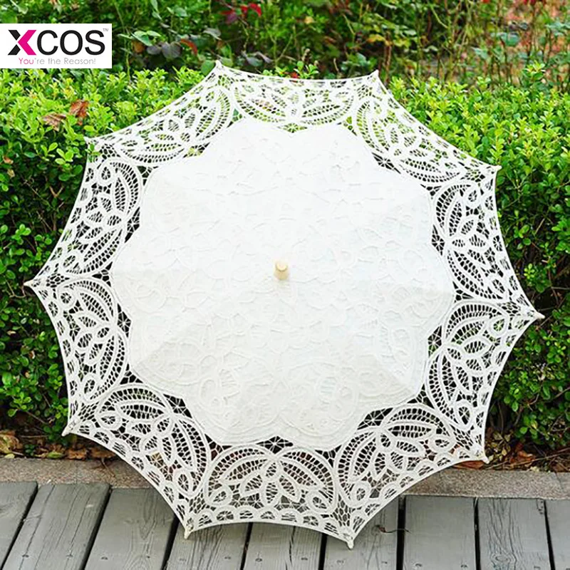 

New Arrival Battenburg Lace Parasol Bride Umbrella Accessories For Wedding Bridal Shower Umbrella Free Shipping