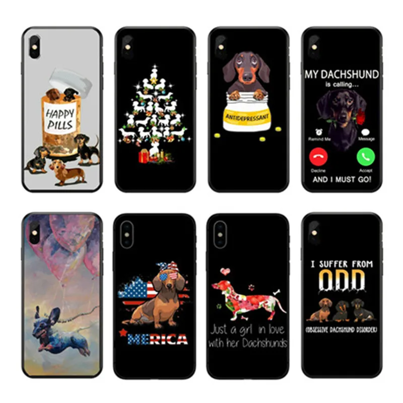 

Bonito dos desenhos animados cao Dachshund Caso de Telefone silicone macio Para iPhone 5 6 7 Mais 8 Plus Mais X XR Xmax Coque