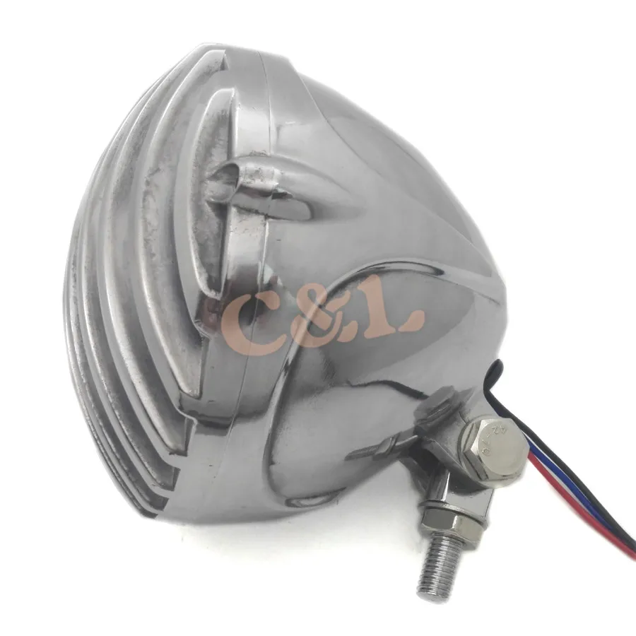 Polished Chrome Motorcycle Aluminum Cage Retro Headlight Grill For