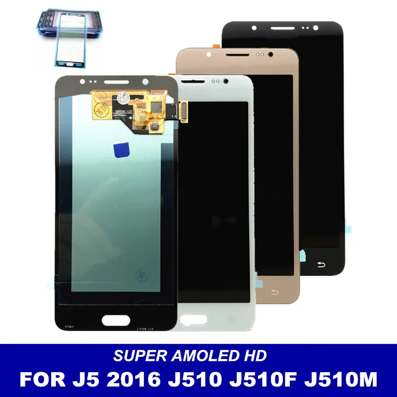 С регулятором яркости ЖК Замена для Samsung Galaxy J5 2016 j510 J510F AMOLED дисплей сенсорный