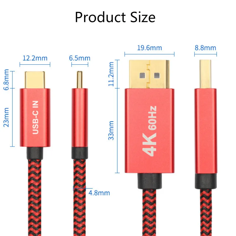Кабель переходник с USB 3 1 типа C на DisplayPort 4K @ 60 Гц DP совместимый MacBook Pro Dell XPS 13/15 Huawei
