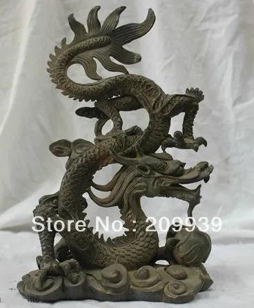 

001199 Chinese Tibet Old Temple Buddha Copper Bronze statue imperial Dragon Sculpture