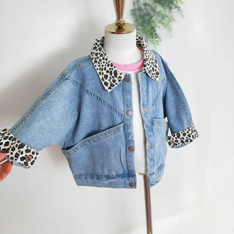 

2019 new girls boys leopard denim coat fashion spring girls jacket 2-7 years