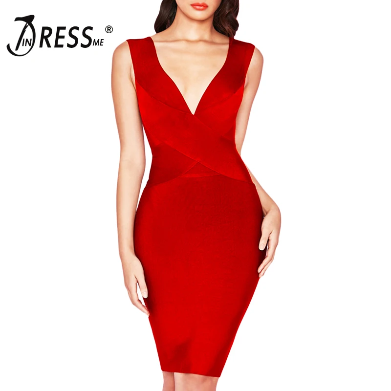 

INDRSESME Women Bandage Dress 2019 New Fashion V Neck Sleeveless Sexy Solid bodycon Club Party Dress For Lady Christmas