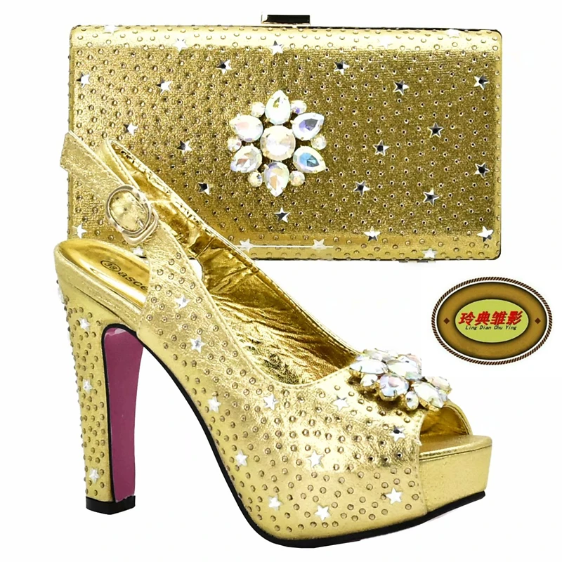 

DS20 Multicolor crystal women Wedding shoes with matching bags fashion shoe and bag sets Bride party dress shoes high platform s