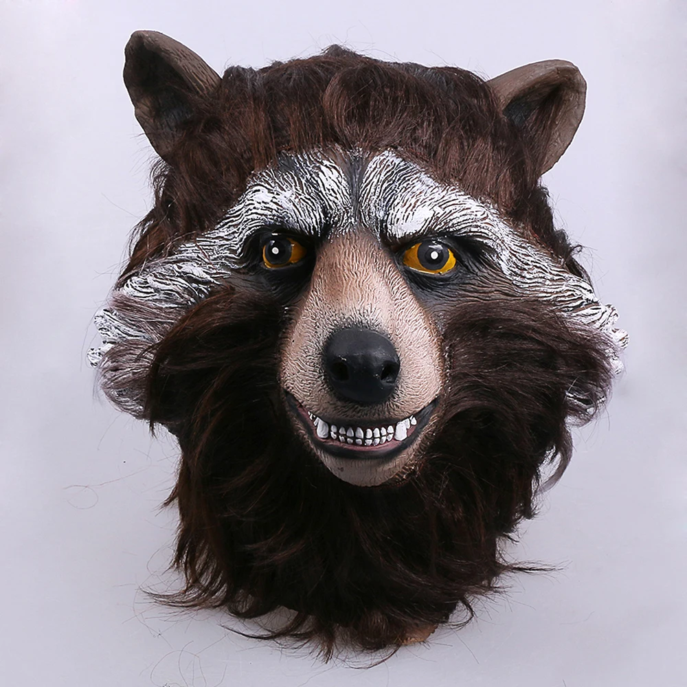 

2019 Movie Avengers 4 Endgame Rocket Raccoon Cosplay Mask Superhero Animal Full Head Latex Halloween Props Party Fancy Dress Bal