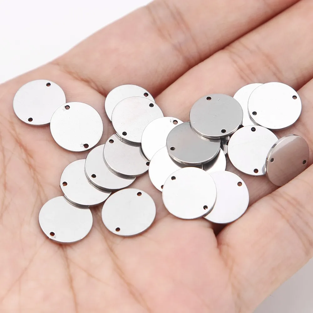 

20pcs/lot Round Connector Charms Stainless Steel Blank Stamping Tags 12mm