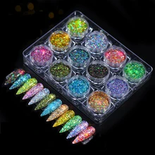 3D Nail Art Glitter Nail Art Decoration 12 Colors Nail Glitter Powder Sequins Powder For Nail Art Glitter 2019 Hot