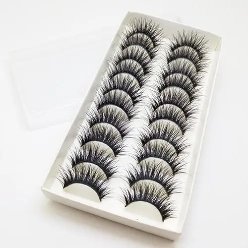 

Beautiful Fake Eyelashes 10 Pairs Fiber Long Section Thick Handmade Cross Fake Eyelashes Makeup Tools