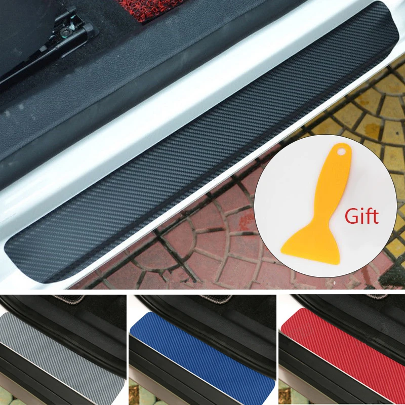 

3D Car Sticker Door Sill Protector Car Styling Carbon Fiber Door Plate Scuff Protection Auto Accessories Door Step Scratch Cove
