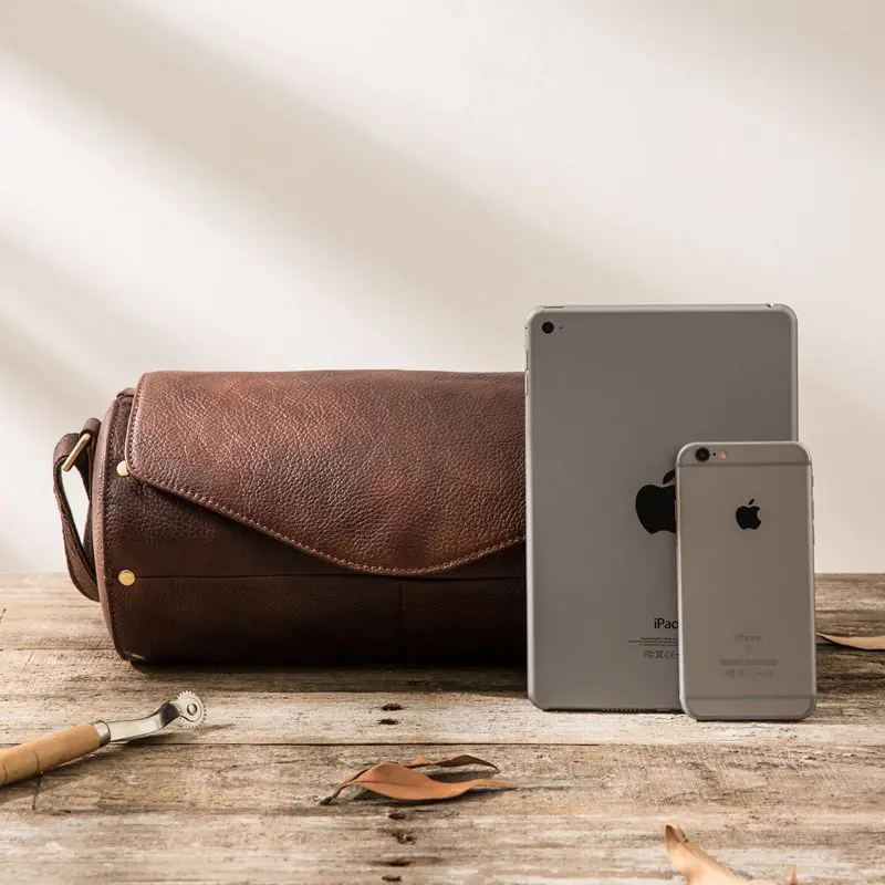 AETOO 2017 original retro first layer cowhide drum bag shoulder movement bucket bag handmade leather male bag Messenger bag