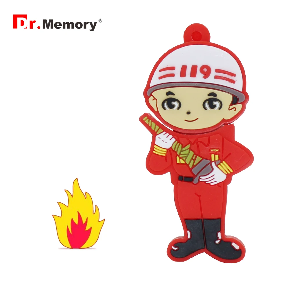 Dr. memory Pendrive новый дизайн пожарный Usb флешка 128 ГБ 64 Гб ГБ 32 Гб ГБ 16 Гб 8 ГБ 4 Гб милый красный мультфильм персонаж флеш-карта памяти