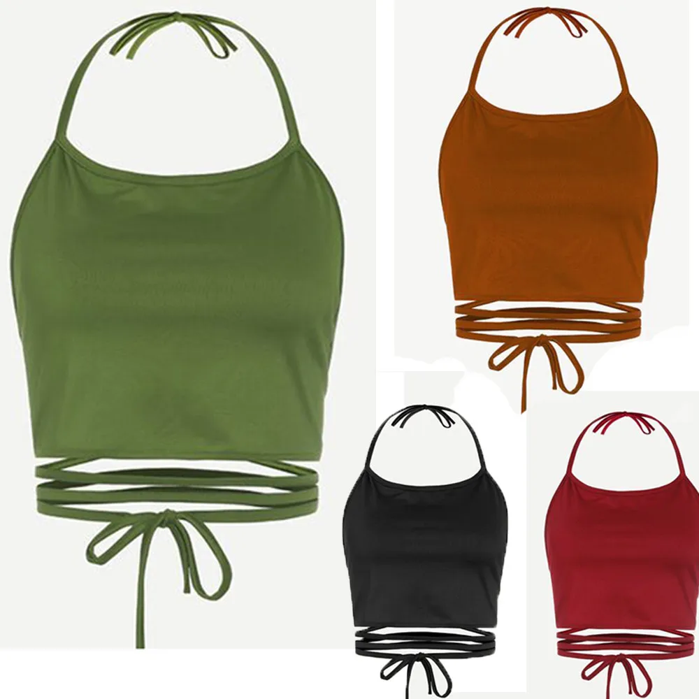 

Women Solid Sleeveless Vest Halter Tank Tops Blouse T-Shirt #0