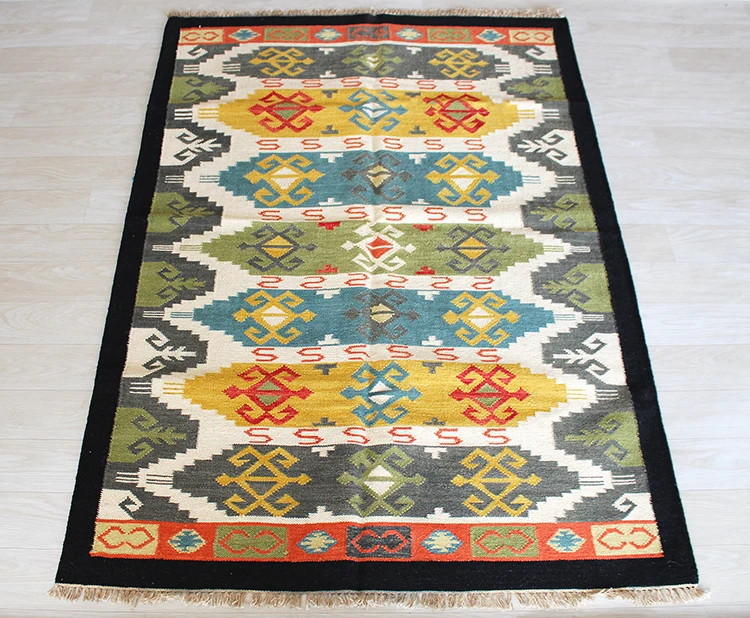 Индийский килим нация ветровая шерсть ручное плетение Непрерывная система сельская гостиная чайный столик Carpetgc193kilimyg40