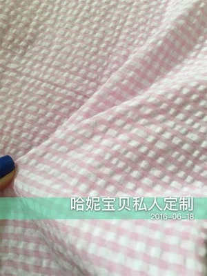 Детская хлопчатобумажная ткань кукла платье рубашка Seersucker для украшения дома DIY - Цвет: Светло-розовый