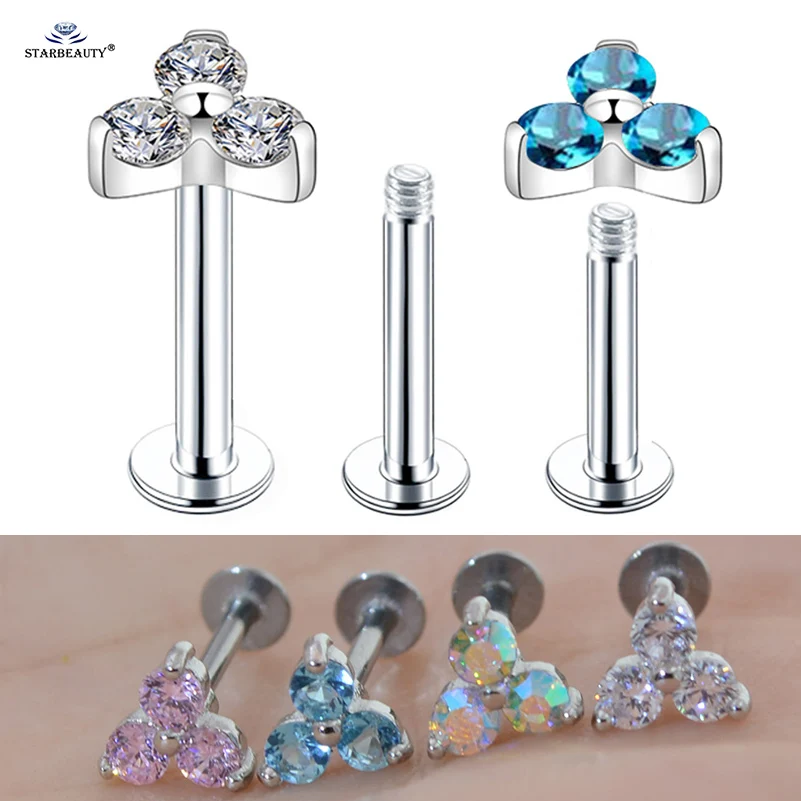 

Starbeauty 1pc 1.2x6/8mm 16G Round Crystal Nose Piercing Helix Earring Stud Barbell Lip Piercing Tragus Piercing Labret Jewelry
