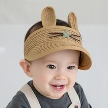 Детские шапки соломенный козырек Дети Лето на открытом воздухе Защита от солнца УФ-излучения Панама для мальчиков и девочек Регулируемый без верхней крышки Дети Casquette Твердые