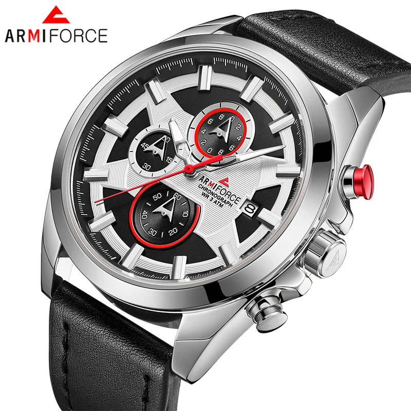 

New Men Watches ARMIFORCE Luxury Brand Fashion Casual Sport Watch Male Waterproof Leather Quartz Clock Relogio Masculino