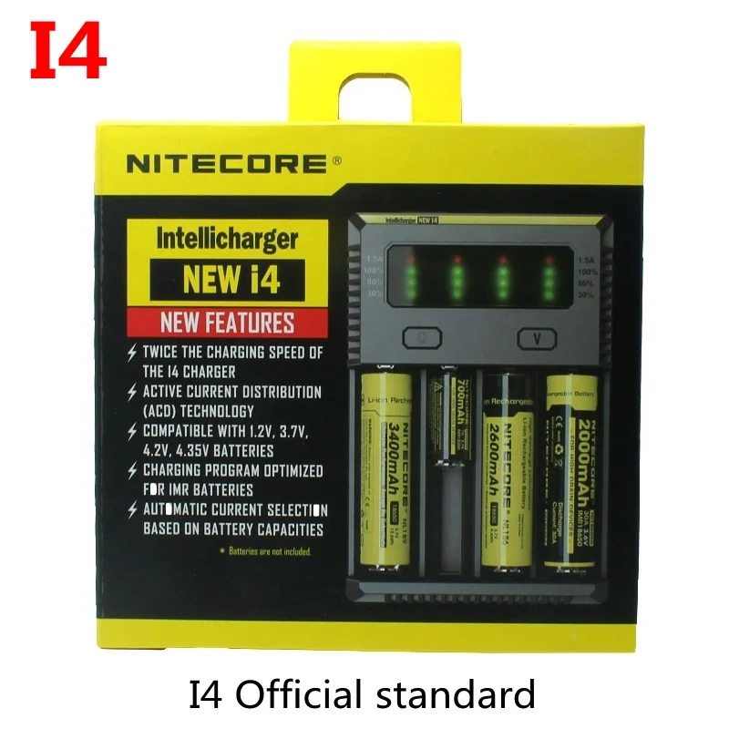 Nitecore D4 D2 I4 I2 Digi зарядное устройство lcd интеллектуальная схема глобальная страховка Li-Ion 18650 14500 16340 26650 зарядное устройство - Цвет: NEW I4