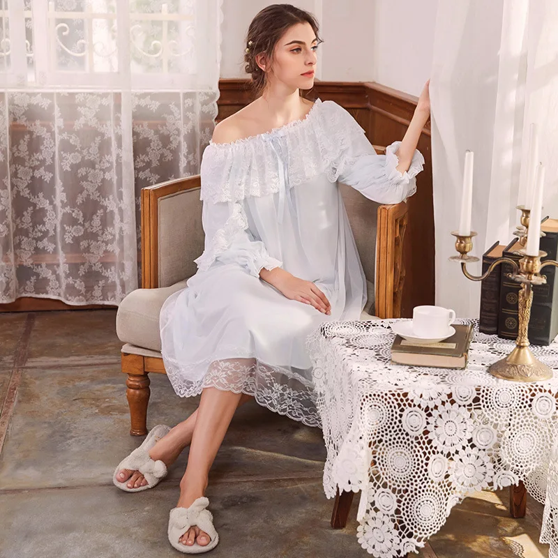 Buy Beautiful Sweet Lace Mesh Cotton Nightgowns for