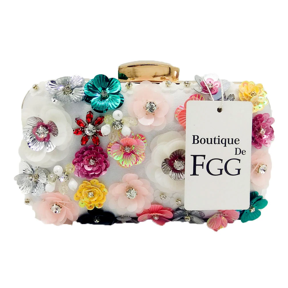 Женский клатч с цветами Boutique De FGG, украшенная кристаллами вечерняя сумочка для свадьбы, вечеринки, кошелек