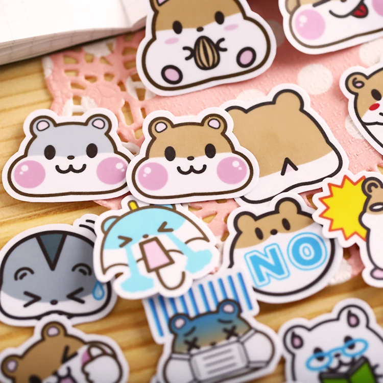 

39pcs cute Lovely animal Hamster Stickers for Luggage Laptop Skateboard Bicycle Motorcycle Car Styling Decals Waterproof Sticker