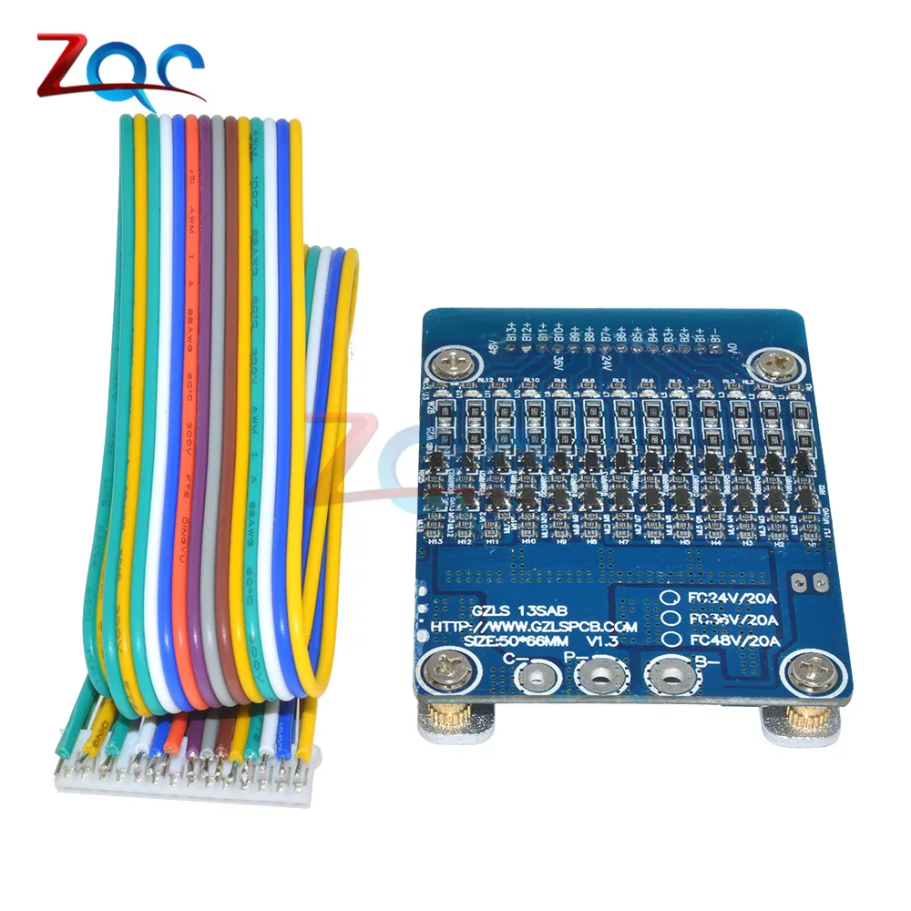 Литий ионная литиевая батарея 20A 18650 защита батареи BMS PCB баланс платы 13S 48V R179T|balance