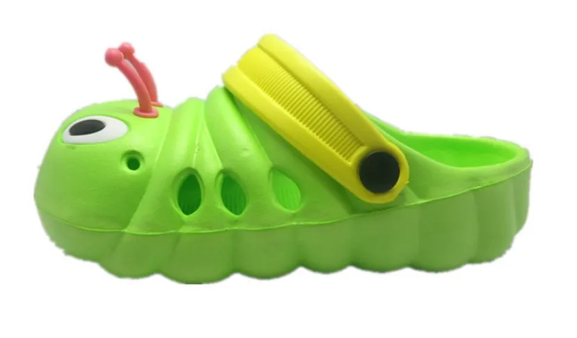 Детская обувь унисекс летние дети милые Мультфильм Гусеницы узор дышащая мальчиков сандалии для девочек детские горки Тапочки - Цвет: Зеленый