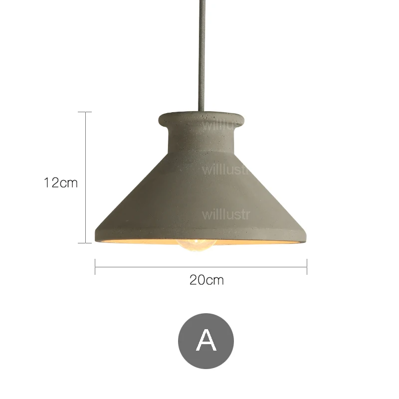 Willlustr цементный подвесной светильник, бетонный подвесной светильник, современный подвесной светильник, столовая, кухня, остров, отель, Ресторан, Бар - Цвет корпуса: A