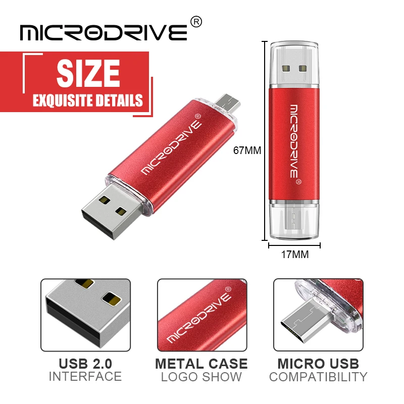 Флеш-накопитель MicroDrive OTG, 4 ГБ, 8 ГБ, 16 ГБ, usb карта памяти, флеш-накопитель, металлическая флешка, 32 ГБ, 64 ГБ, usb флеш-накопитель для телефона, логотип на заказ