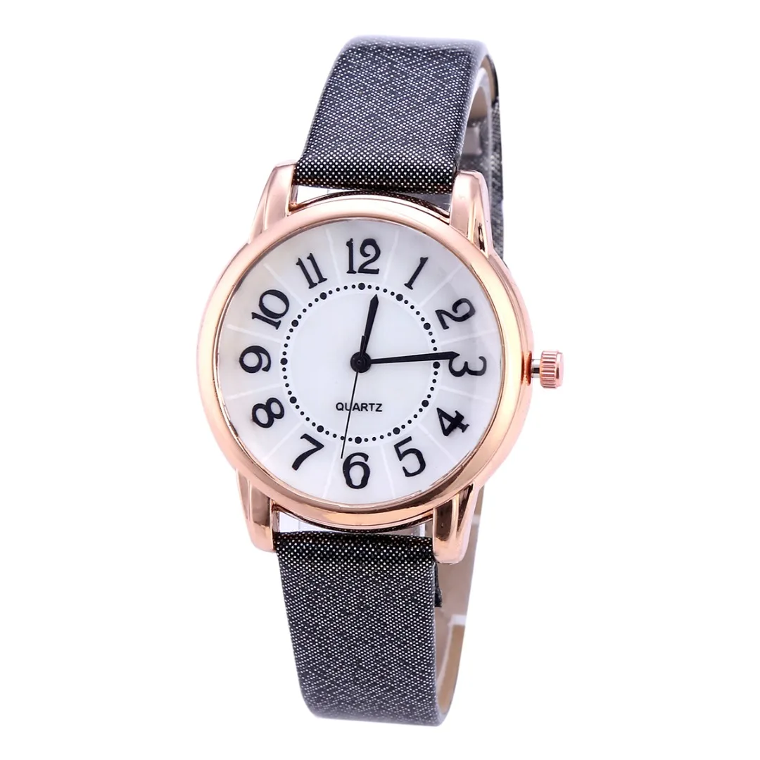 Faux Leather Arabic Numbers Watch  Fashion Casual Women Analog Quartz Watchh Female Wristwatches Relogio Feminino Shellhard