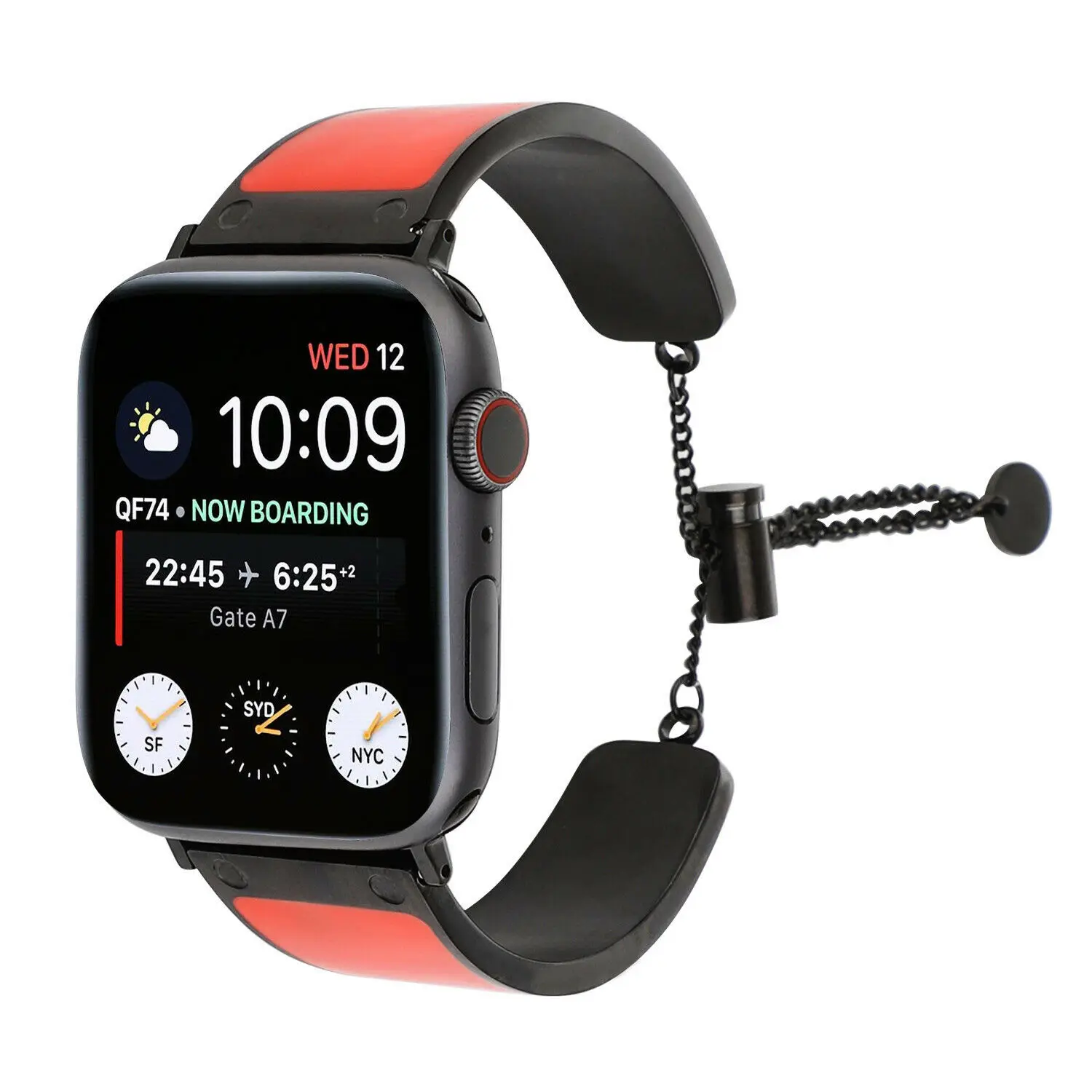 Шикарный женский браслет для часов Apple Watch серии 5 4 3 2 1 высококачественный ремешок из нержавеющей стали для iWatch 38 мм 42 мм 40 мм 44 мм - Цвет ремешка: Red Black