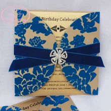 HI6002 пользовательские юбилейные Пригласительные открытки с флокированием дизайн больше цветов