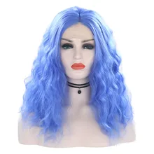 Imeya синтетические Короткие парики Волнистые волосы синтетический парик на кружеве голубые волосы Цвет Жаростойкие Волокна Косплей парики для женщин