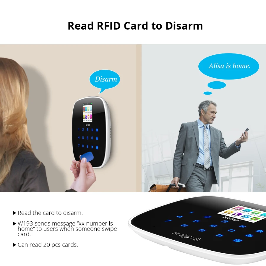 KERUI W193 WiFi 3G GSM PSTN RFID Беспроводная охранная умная домашняя система охранной