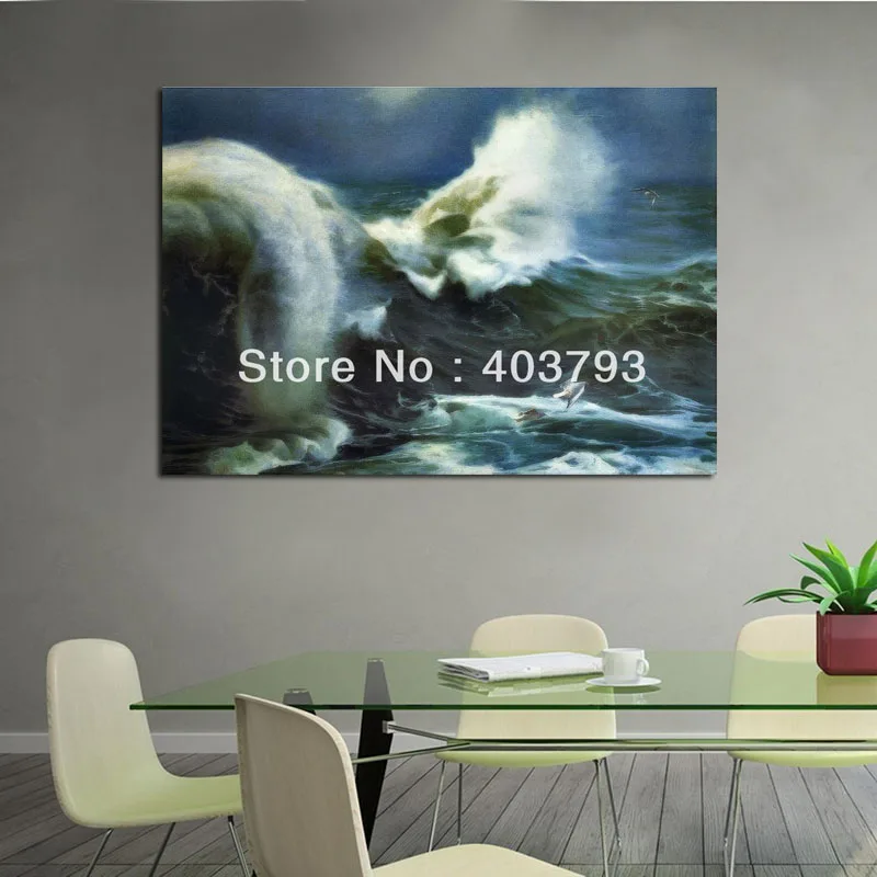 

Modern abstract Oil Painting On Canvas huge wall art beautiful sea landscape wave Free shipping Home Decor
