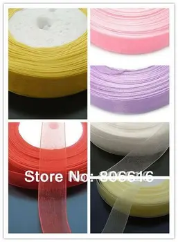 

(Plz choose 1 Color) 20MM 50Yard Organza Voile Ribbon Riband Band Woven Hair Jewelry Findings