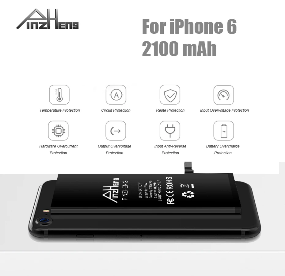 2018 NEW PINGZHENG Original Mobile Phone Battery For iPhone 6 Battery Real 2100mAh High Capacity Replacement Phone Batteries (1)