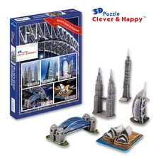 Игрушек! 3D головоломка бумажная модель игрушка мини великая в мире архитектура Твин башня Тайбэя 101 Сиднейский оперный дом порт мост