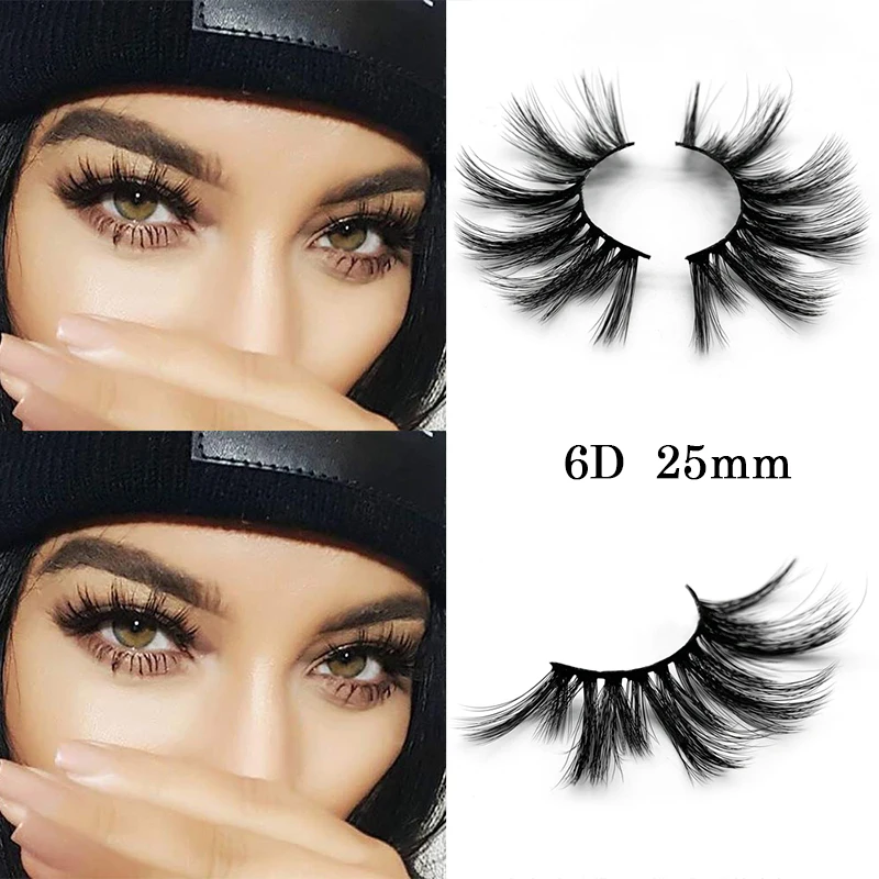 

Mangodot 1Pair 25mm 3D/6D Mink Eyelashes Luxury HandMade Cilios Long Lasting Volum Extension Reusable False Eyelashes 6D02