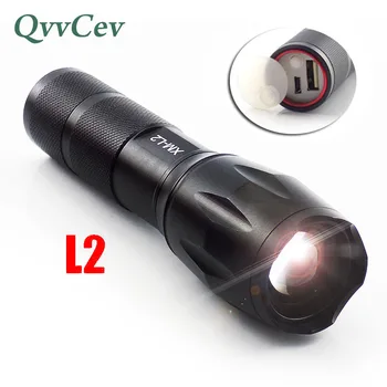 

Poweful flashlight Built-in USB Charger L2 Torch Light lamp for Hiking Camping Fishing Rechargeable Torch flash light