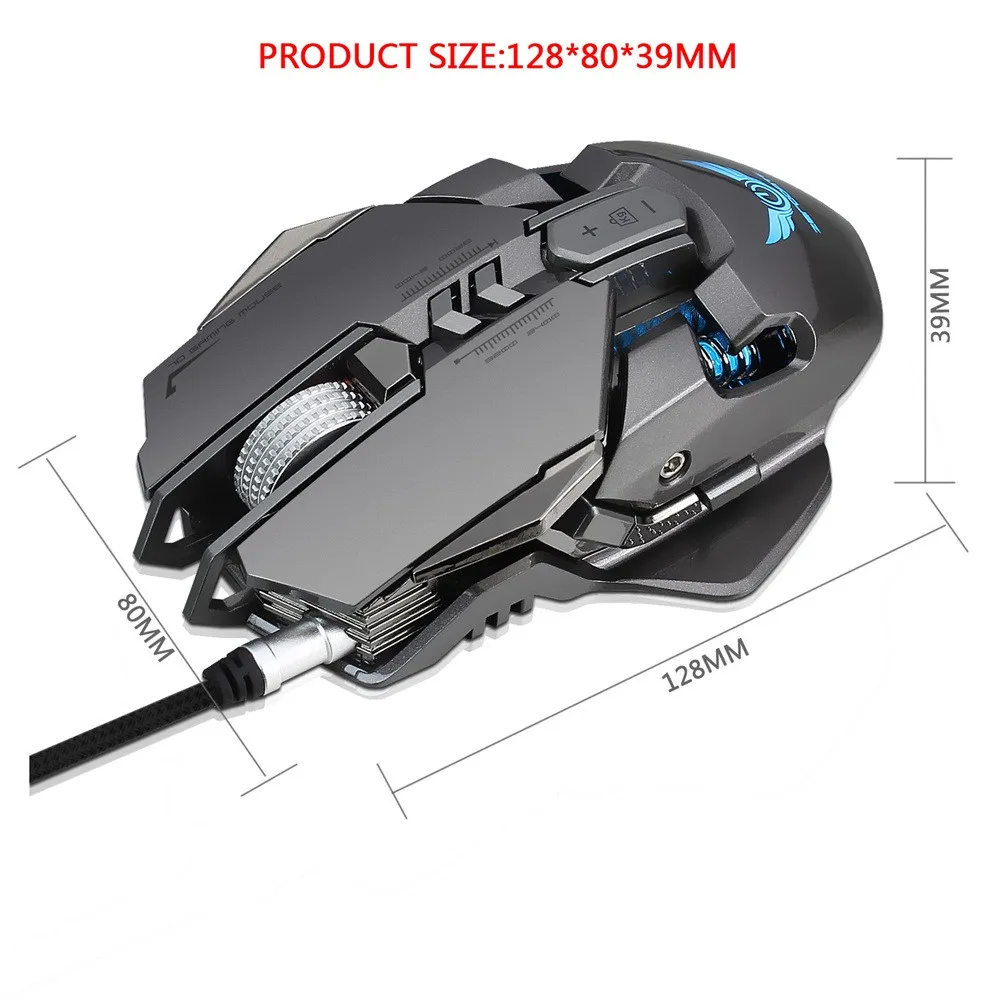 

ZERODATE X300GY USB Wired 4000dpi 7Buttons Optical Gaming Mouse LED Backlight for PC