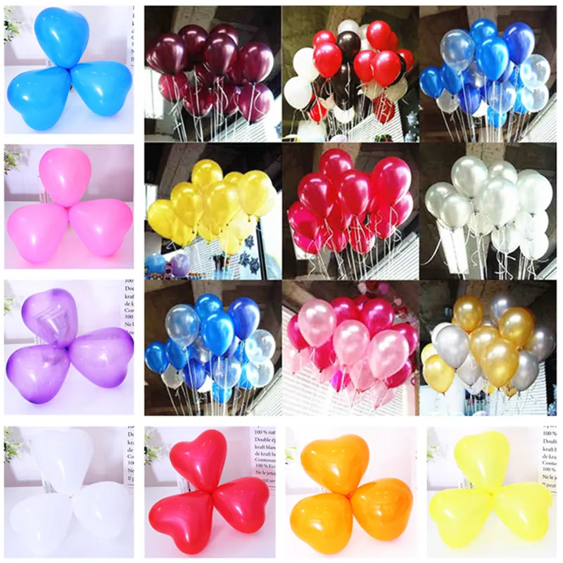 

100pcs 10 Inch Birthday Wedding Supply Latex Balloons Colorful Party Latex Air Balloon Heart Balloon Kids Inflatable Balls Toys