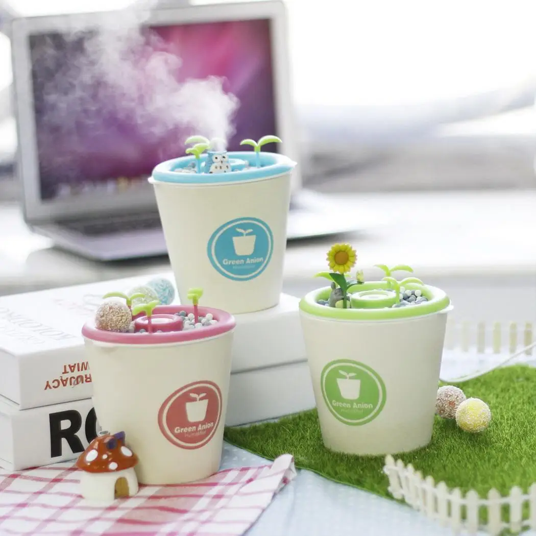 

300ml Ultrasonic Air Humidifier Aroma Essential Oil Diffuser Mini USB Humidifier Mist Fogger Maker Home Car Portable Green