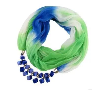 Подвеска из смолы, ожерелье, женский шелковый шарф, ювелирное украшение, Модные осенние Этнические украшения, Рождественский подарок - Окраска металла: bluegreen
