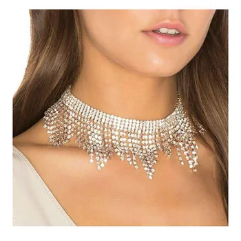 

Big Crystal Choker necklace women Statement necklace 2017 Sparkly Rhinestone chocker wedding jewellery