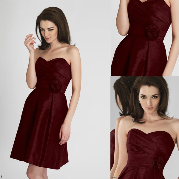 Simple Design Sweetheart Taffeta Short A Line Western Dark Red Simple Design Sweetheart Taffeta Short A Line Western Dark Red Bridesmaid Dresses W043 In From Weddings Events On Aliexpress